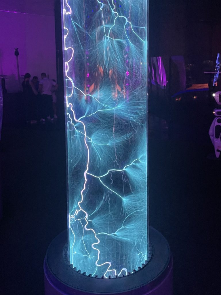 Close-up of lightning and fine discharge threads in a Blue Net plasma column