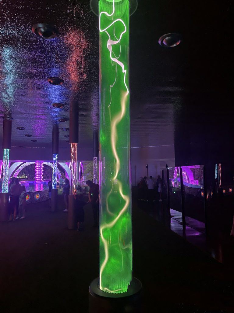 A floor-to-ceiling Green Serpent plasma column