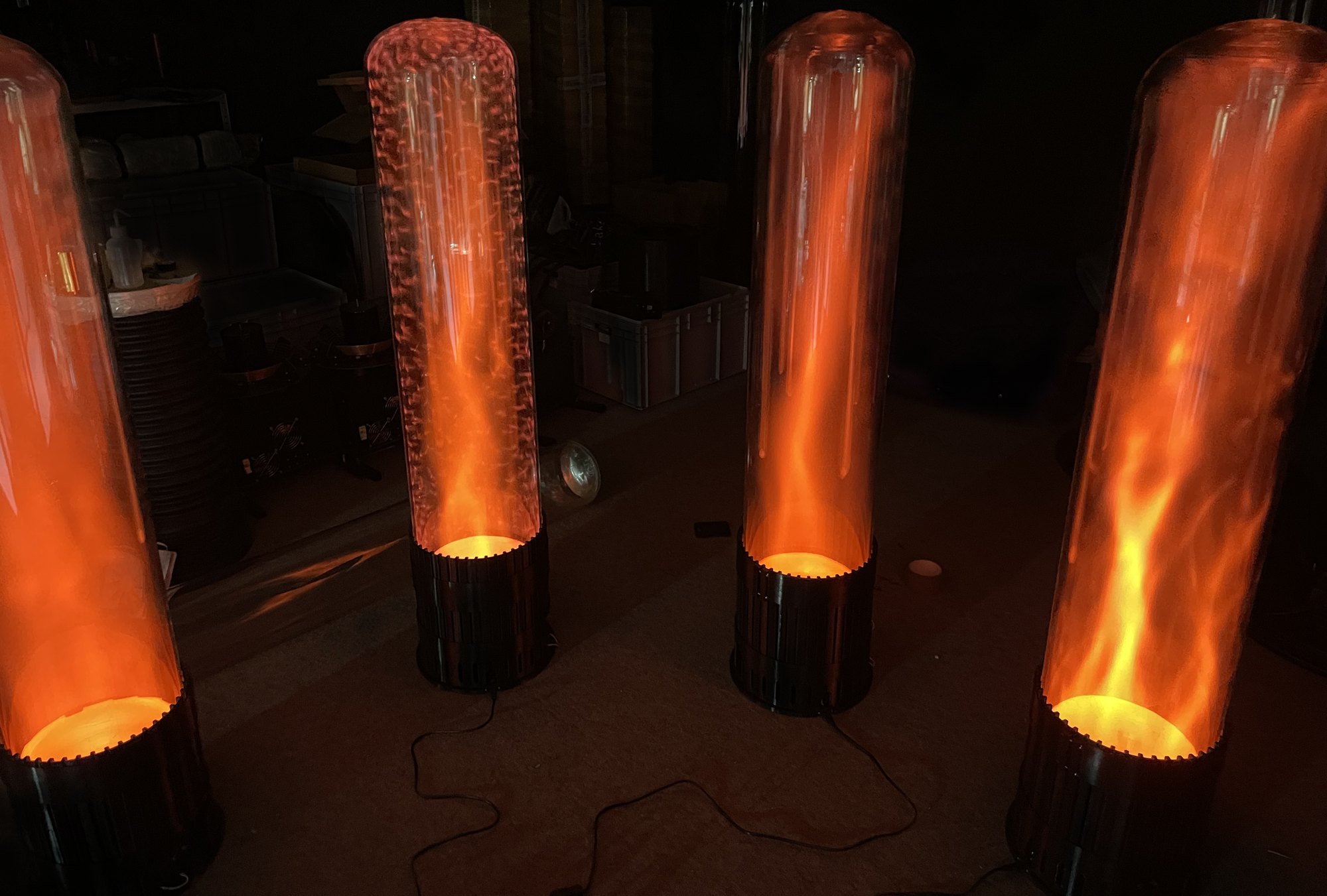 Four Orange Fire columns