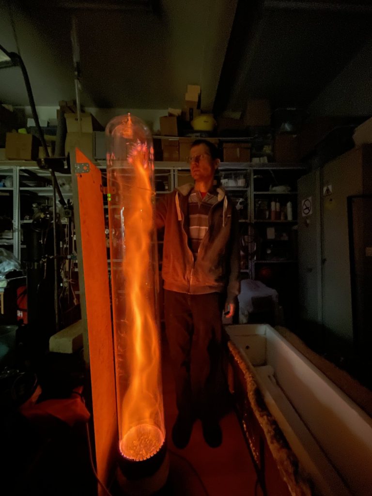 Orange Fire — a plasma column taller than a person