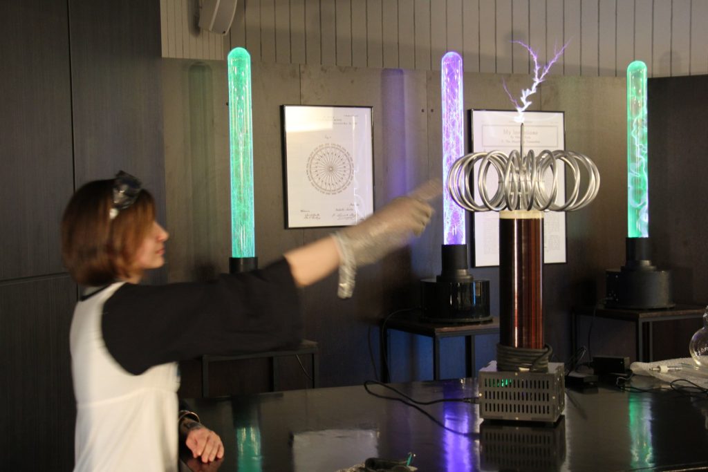 A guest at the Tesla coil and plasma columns