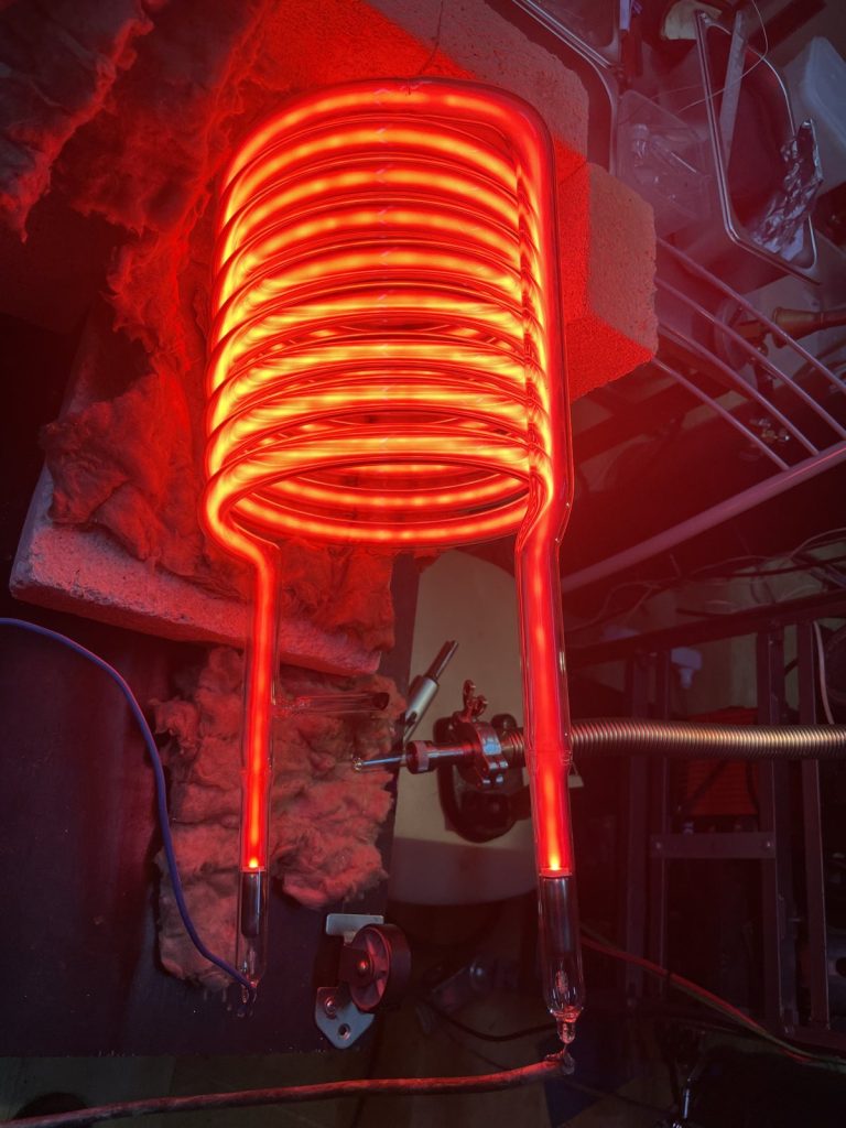The spiral glowing neon red